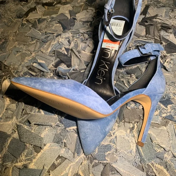 Baby Blue Suede Heels - Picture 4 of 8